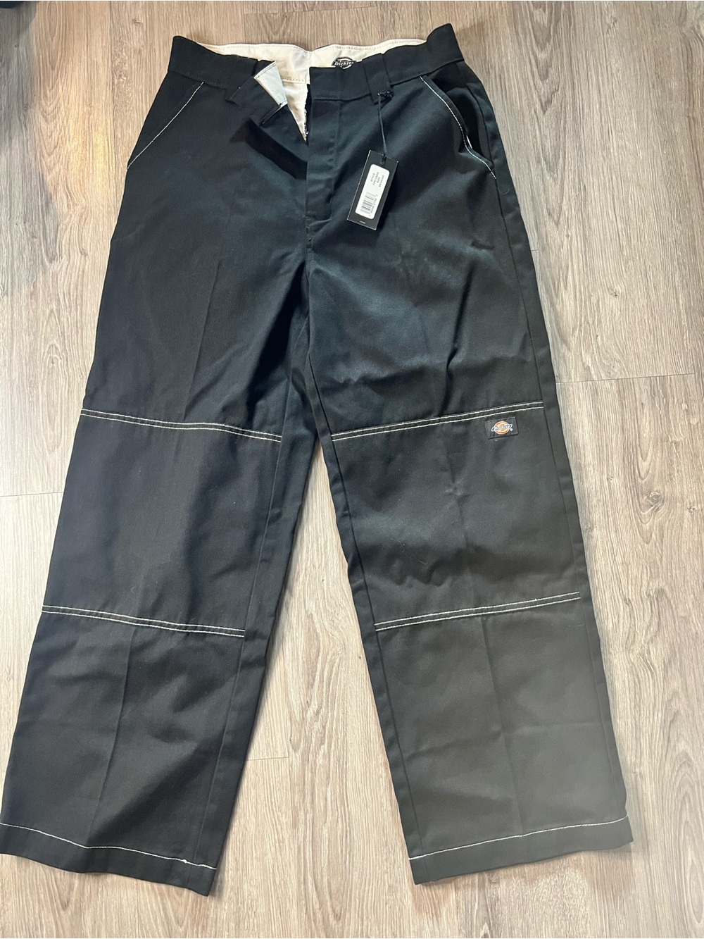 Dickies Women’s Black With White Stitching Pants - Relaxed Fit Size 8R